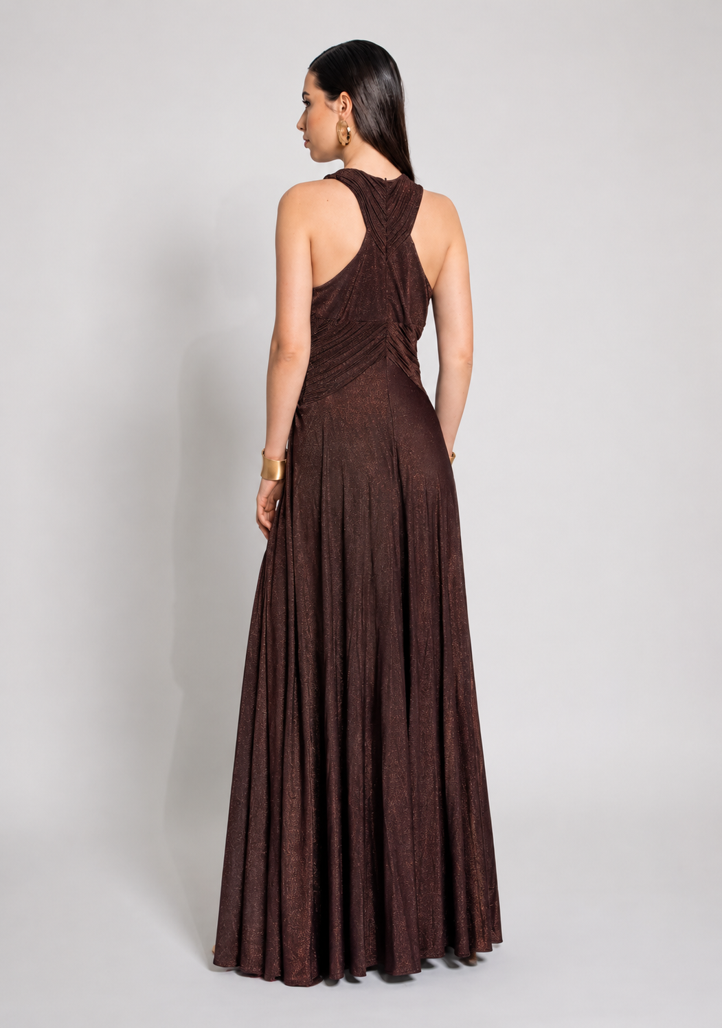 Abito lungo donna elegante Edas moro con lurex